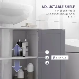 kleankin 60x60cm Under-Sink Storage Cabinet w/ Adjustable Shelf Grey White