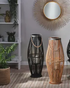 Beliani Rustic Lantern TAHITI Wood Black