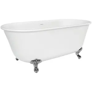 Bridget Traditional Freestanding White Acrylic Bath with Chrome Feet (L)1500mm (W)580mm