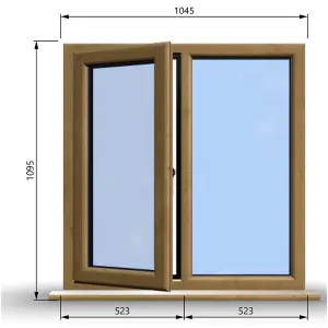 1045mm (W) x 1095mm (H) Wooden Stormproof Window - 1/2 Left Opening Window - Toughened Safety Glass