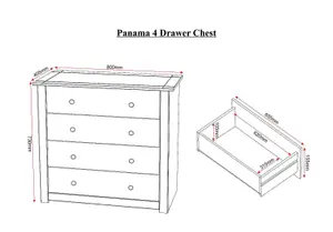 PANAMA WAXED PINE 4 DRAWER CHEST