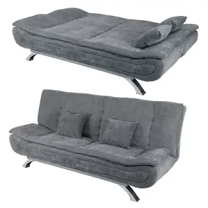 2 Seat Grey Fabric Sofa Bed Loveseat Couch Shell Shaped Recliner Sleeper with 2 Pillows