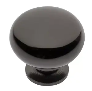 Kitchen Cupboard Cabinet Door Drawer Round Knob Handle Bergamo by GTV Black Chrome