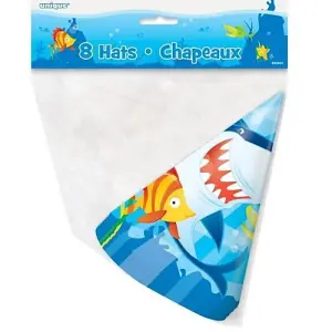 Unique Fin Friends Party Hats (Pack of 8) Blue/Yellow/Red (One Size)