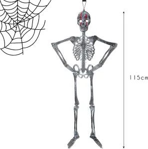 Halloween Hanging Skeleton Large- Terrifying Detailed Decoration Spooky 1.2m