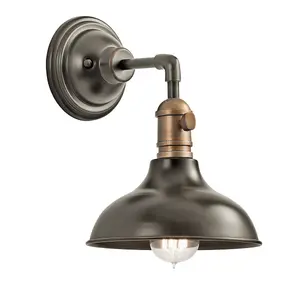 Wall Light Retro Industrial Wide Bell Shade Olde Bronze LED E27 60W