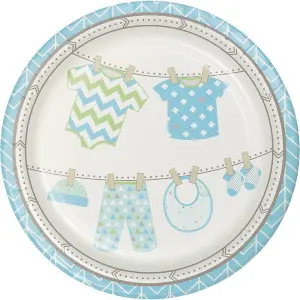 Creative Party Bundle Of Joy Paper Baby Shower Dinner Plate (Pack of 8) White/Blue (One Size)