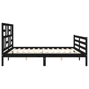 Berkfield Bed Frame with Headboard Black 200x200 cm Solid Wood