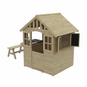 Dandelion Cottage Playhouse with Mud Kitchen, Table & Bench and Shutters - FSC certified