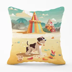 Doggy On A Beach Holiday Cushions 45cm x 45cm