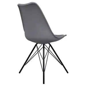 Soho Dark Grey Plastic Dining Chair with Black Metal Legs