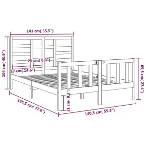 Berkfield Bed Frame Solid Wood 135x190 cm 4FT6 Double