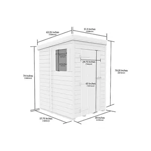 DIY Sheds 4x5 Pent Shed - Single Door Without Windows