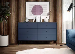 Elegant Mono Chest of Drawers H900mm W1540mm D390mm in Navy - Versatile Storage with Modern Flair