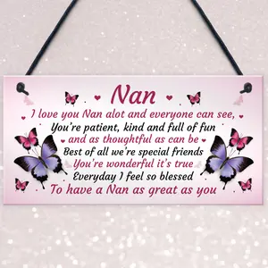 Nan Gift For Birthday Xmas Hanging Plaque Gift For Nan From Grandchildren Grandparent Gift