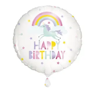 Unique Party Foil Round Birthday Balloon White (One Size)