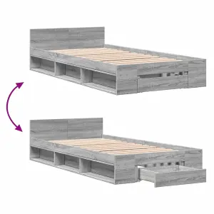 Berkfield Bed Frame with Drawer without Mattress Grey Sonoma 90x200 cm