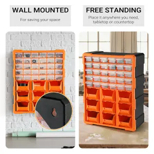 39 Drawers Plastic Storage Cabinet Organizer Black & Orange