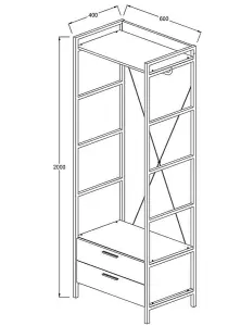 Open Wardrobe Riviera  Oak   Bedroom Furniture 2 Drawers 1 Shelf