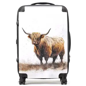 Highland Cow Watercolour Suitcase - Medium