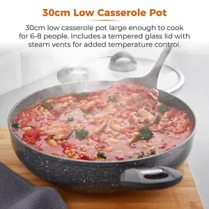 Cerastone 30cm Low Casserole Graphite