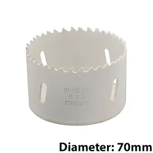 Bi Metal Core Drill Bits 70mm Diameter HSS STEEL Wood Hole Saw Worktop Cutters