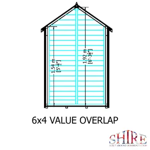 Shire Overlap 6x4  Single Door Windowless Value Shed Pressure Treated