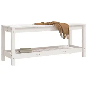 Berkfield Garden Bench White 108x35x45 cm Solid Wood Pine