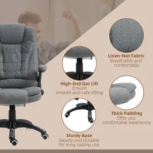 Vinsetto Office Chair w/ Heating Massage Points Relaxing Reclining Grey