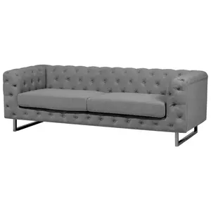 Beliani Glam Fabric Sofa Set Grey VISSLAND