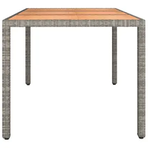 Berkfield Garden Table with Wooden Top Grey Poly Rattan&Solid Wood Acacia