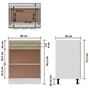 Berita Drawer Bottom Cabinet 60x46x81,5 cm Engineered Wood Sonoma Oak