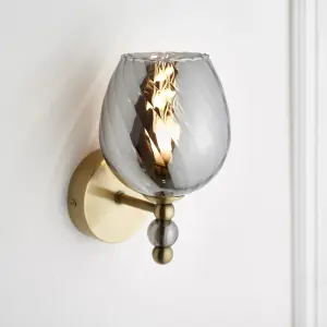 Carla Classic Antique brass effect Wired LED Wall light