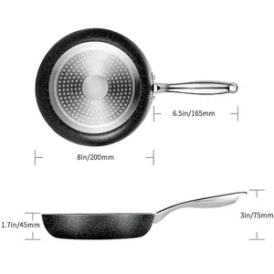 URBN CHEF 20cm Diameter Non Stick Premium Frying Pans Pressed Aluminum Granite Coated Cookware