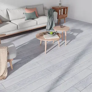 Light Grey Interlocking Flooring Wood Grain SPC Vinyl Flooring, 3.12m²