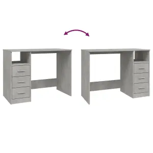 Berkfield Desk with Drawers Concrete Grey 102x50x76 cm Engineered Wood