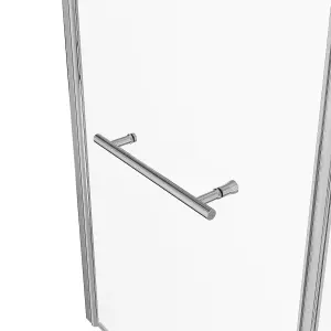 SunDaze 6mm Toughened Safety Glass L Shaped Shower Bath Screen Hinged Return and Towel Rail Chrome