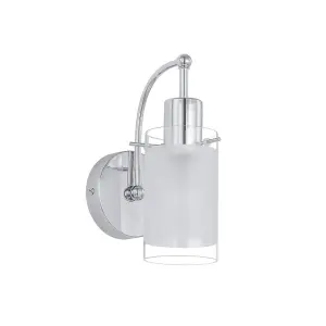 Luminosa Modern Wall Lamp Chrome 1 Light  with White, Clear Shade, E27