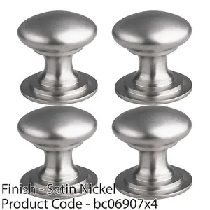 4 PACK - Victorian Tiered Door Knob - 42mm Satin Nickel Cabinet Pull Handle Round Rose