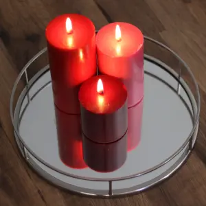 Pillar Candle Set of 3 Red Candles by Laeto Ageless Aromatherapy - FREE DELIVERY INCLUDED