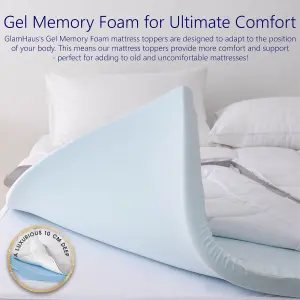 Glamhaus Mattress Topper Memory Foam Cushioned Cotton Bed Topper Anti Allergy