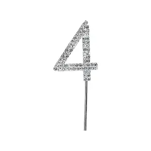 Apac Rhinestone 4th Birthday Cake Topper Silver/Clear (One Size)