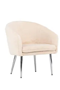 Comfy Wanda Armchair, Beige Seat with Silver Steel Legs