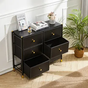 Black Plastic Storage Cabinet with 6 Drawers