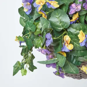 Homescapes Purple and Yellow Pansy Hanging Basket, 60 cm