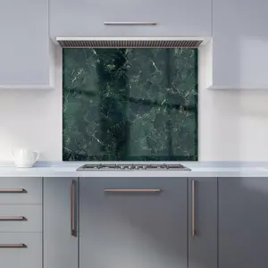 Deep Green Quartz Effect Premium Glass Kitchen Splashback W900mm x H650mm