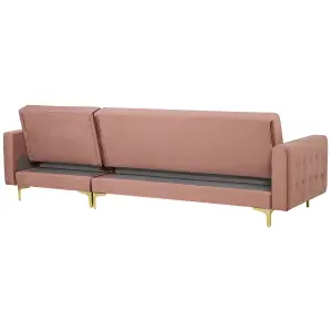 Corner Sofa ABERDEEN Pink Velvet Left Hand