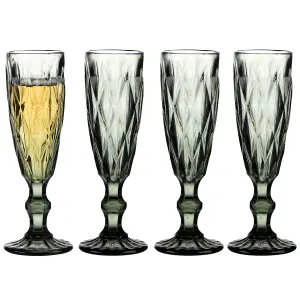 Set of 4 Smoke Grey Strasbourg Drinking Champagne Glasses