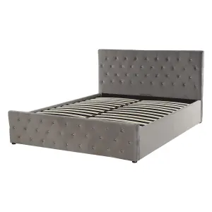 Velvet EU Double Size Ottoman Bed Grey AMIENS