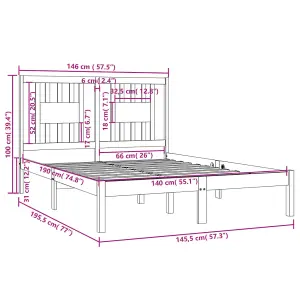 Berkfield Bed Frame Solid Wood Pine 140x190 cm